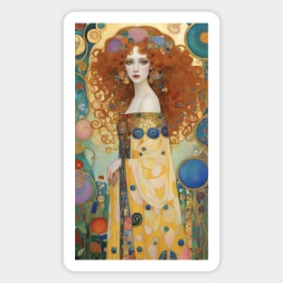 Gustav Klimt's Golden Serenity: Inspired Woman in Enigmatic Beauty Magnet